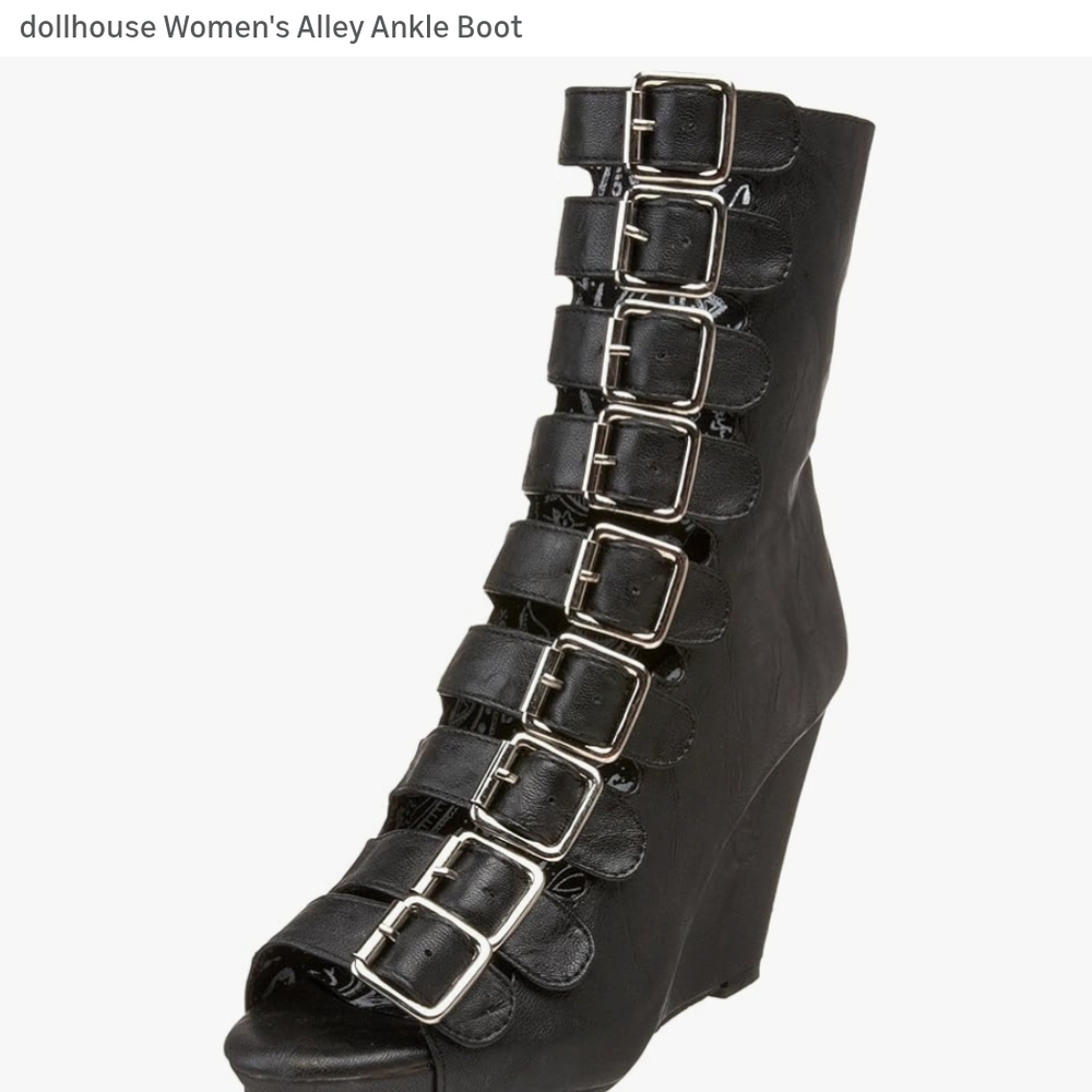IN SEARCH OF Dollhouse Black Buckle Alley Ankle Booties